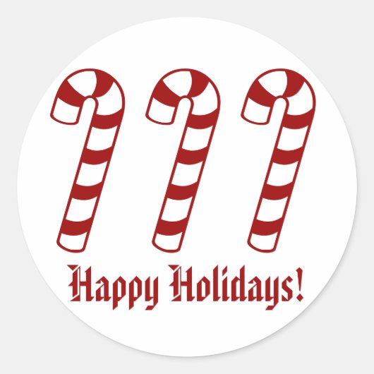 Happy Holidays Candy Cane Stickers (Vorderseite)