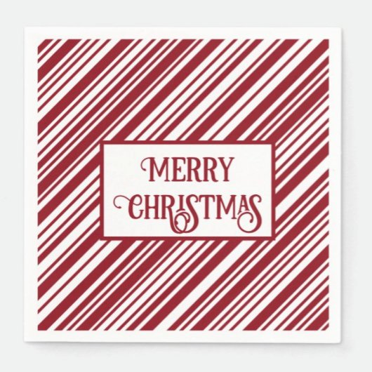 Happy Holidays Candy Cane Stripe Serviette