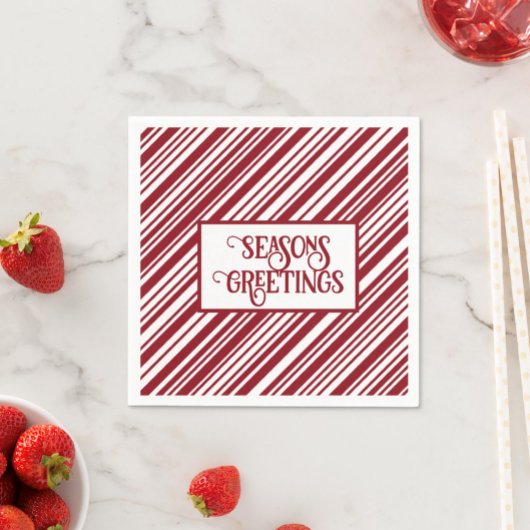 Happy Holidays Candy Cane Stripe Serviette