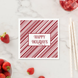 Happy Holidays Candy Cane Stripe Serviette