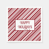 Happy Holidays Candy Cane Stripe Serviette (Vorderseite)