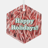 Happy Holidays Candy Cane Style Ornament Aus Glas (Vorderseite)