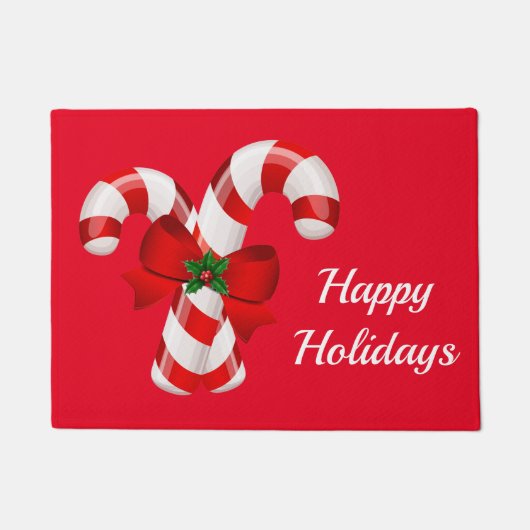 Happy Holidays Candy Canes Christmas Doormat Fußmatte (Vorderseite)
