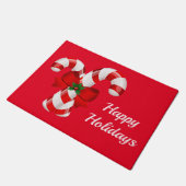 Happy Holidays Candy Canes Christmas Doormat Fußmatte (Schrägansicht)