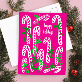 Happy Holidays Candycanes Sweet Niedliche Weihnach Postkarte