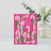 Happy Holidays Candycanes Sweet Pink Weihnachten Postkarte (Stehend Vorderseite)