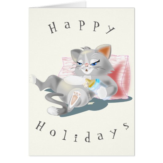 Happy Holidays Card Funny Baby Cat (Vorne)
