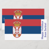 Happy Holidays Card mit Flagge Serbiens Feiertagskarte (Vorne/Hinten)