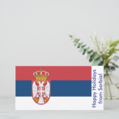 Happy Holidays Card mit Flagge Serbiens Feiertagskarte (Stehend Vorderseite)