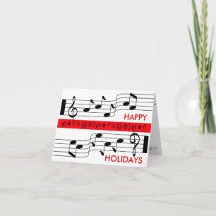 Happy Holidays Card Musiknote Score Weiß Feiertagskarte