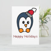 Happy Holidays Card Penguin Feiertagskarte (Stehend Vorderseite)