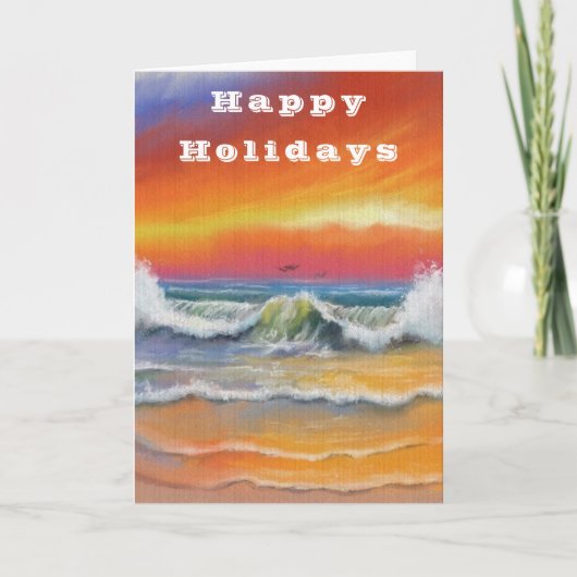 Happy Holidays Card Waves Sea Sunset Karte (Vorderseite)