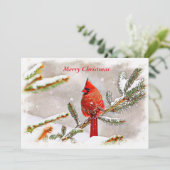 Happy Holidays Cardinal in Snow Feiertagskarte (Stehend Vorderseite)
