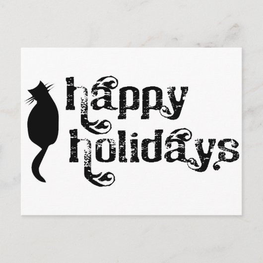 Happy Holidays Cat Silhouette Feiertagspostkarte (Vorderseite)