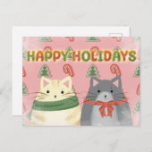 Happy Holidays Cats Postcard Postkarte (Vorne/Hinten)