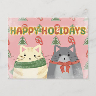 Happy Holidays Cats Postcard Postkarte