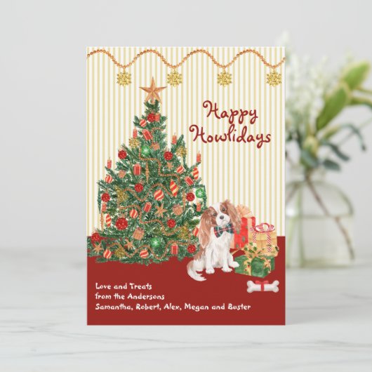 Happy Holidays Cavalier King Charles Spaniel Tree (Stehend Vorderseite)