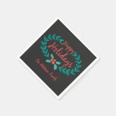 HAPPY HOLIDAYS CHALK ART HAND GEZEICHNET REATH SERVIETTE (Ecke)