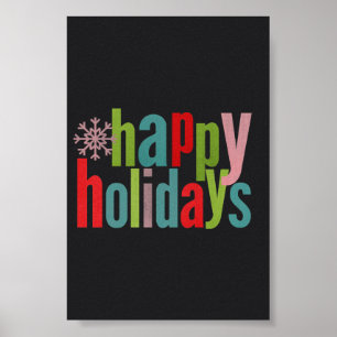 Happy Holidays Chalkboard farbig Poster