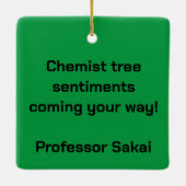 Happy Holidays Chemist Baum ausgeteilt Keramikornament (Rückseite)