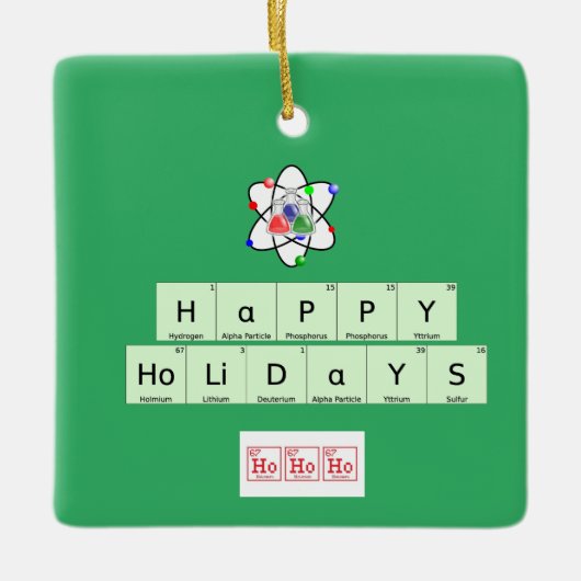 Happy Holidays Chemist Baum ausgeteilt Keramikornament (Vorderseite)