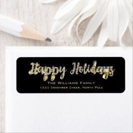 Happy Holidays Chic Black and Gold Script