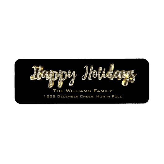Happy Holidays Chic Black and Gold Script (Vorne)