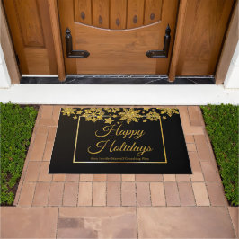 Happy Holidays Chic Black Gold Holiday Fußmatte