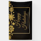 Happy Holidays Chic Black Gold Party Banner (Vertikal)