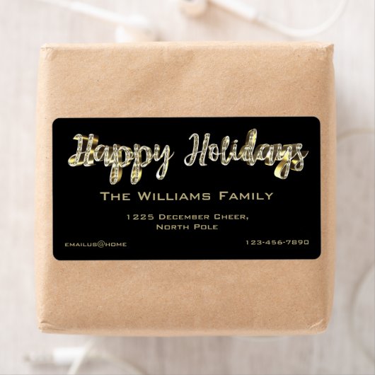 Happy Holidays Chic Black Gold Script Weihnachten (Insitu)