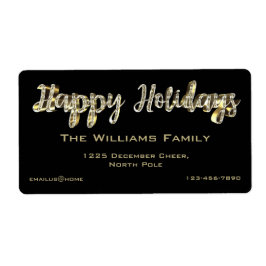 Happy Holidays Chic Black Gold Script Weihnachten
