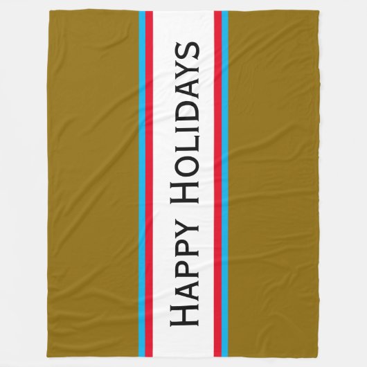HAPPY HOLIDAYS Chic Festive Multicolor Streifen Fleecedecke (Vorderseite)