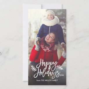 Happy Holidays Chic Hand Lettered Holiday Foto Feiertagskarte
