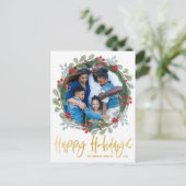 Happy Holidays Chic Imitats Gold Foto Weihnachten Postkarte (Stehend Vorderseite)