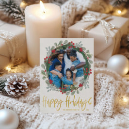 Happy Holidays Chic Imitats Gold Foto Weihnachten Postkarte