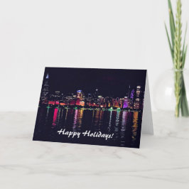 Happy Holidays Chicago Skyline Card Feiertagskarte
