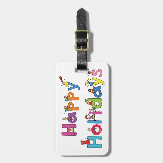 Happy Holidays Children Gepäckanhänger (Vorderseite vertikal)