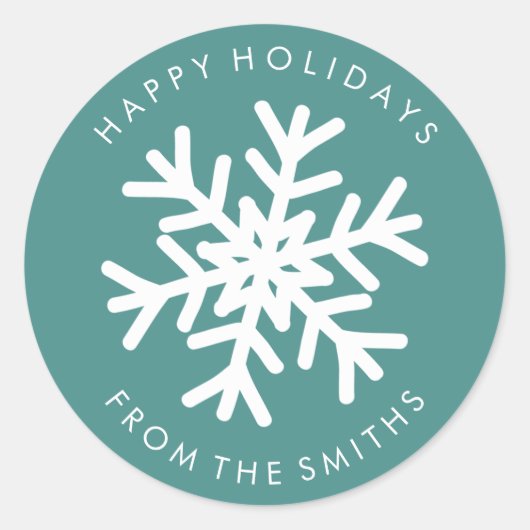 Happy Holidays - Christmas Aquamarin + White Label Runder Aufkleber (Vorderseite)