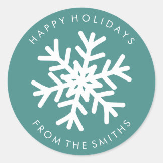 Happy Holidays - Christmas Aquamarin + White Label Runder Aufkleber