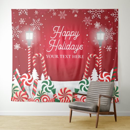 Happy Holidays christmas banner backdrop Wandteppich (Beispiel (Horizontal))