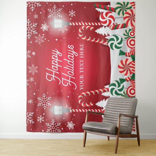 Happy Holidays christmas banner backdrop  Wandteppich (Beispiel)