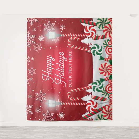 Happy Holidays christmas banner backdrop Wandteppich (Vorderseite)