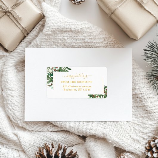 Happy Holidays Christmas Classic, Rustic, Fe Adressaufkleber