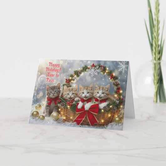 Happy Holidays Christmas Cute Kitties Kittens Karte (Vorderseite)