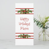 Happy Holidays, Christmas, Dining Menu Menükarte (Stehend Vorderseite)