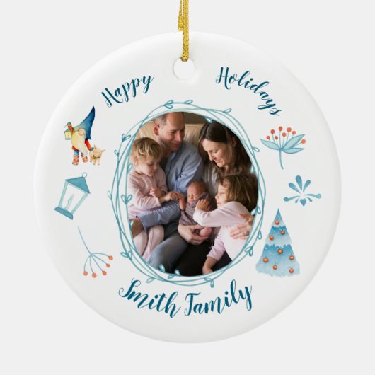 Happy Holidays Christmas Elf Tree Ornament (Hinten)