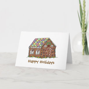 Happy Holidays Christmas Gingerbread House Holiday Feiertagskarte