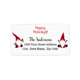Happy Holidays Christmas Gnomes Label Adressaufkleber