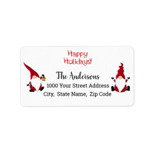 Happy Holidays Christmas Gnomes Label Adressaufkleber