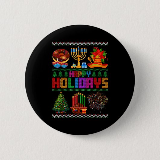 Happy Holidays Christmas Hanukkah Kwanzaa Happy Ne Button (Vorderseite)